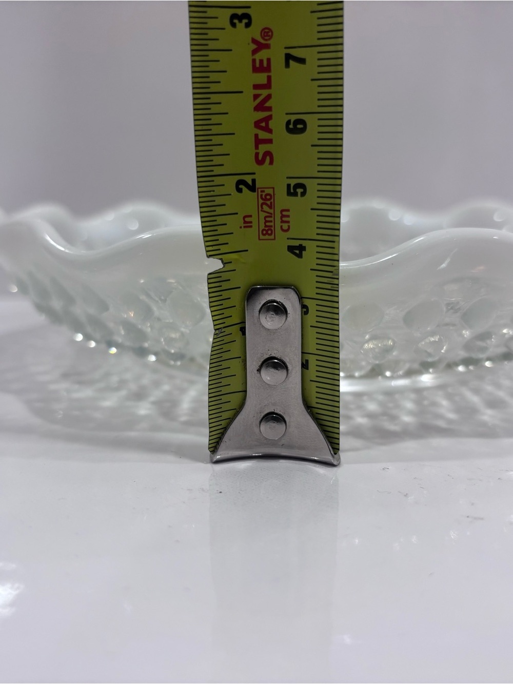 Vintage white milk glass hobnail divided candy relish dish scalloped serving - Picture 6 of 6